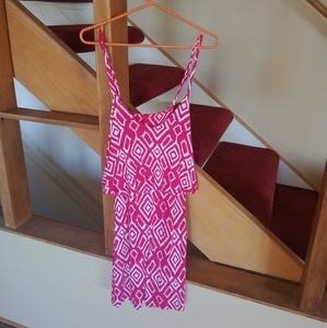 Pink Summer Dress Santiki Geometric Pattern Size M - EUC!